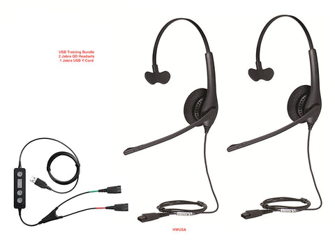 Jabra Soft Phone/PC USB Training Headsets Biz 1500 Mono (2)  w/USB Y-Cord - 1 - Headset World USA - Your Headset Solutions