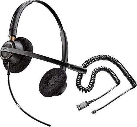 HP Poly HW520 EncorePro DUO Noise Canceling Headset Bundle for Cisco 69xx, 78xx, 79xx, 89xx, 99xx Series
