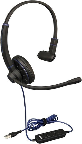 JPL Commander 1 V2 Monaural USB Headset With Volume & Mute In-Line Controls, Includes USB-A To USB-C A-01 Universal Adapter