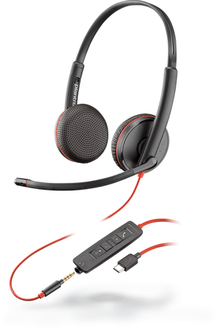 HP Poly Blackwire 3225 Stereo Headset +USB-C/A Adapter TAA
