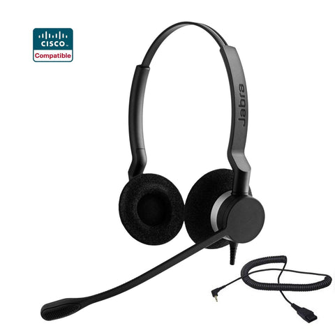 Cisco certified Jabra Biz 2300 DUO Direct Connect Bundle for Cisco SPA Phones - QD to 2.5MM - Headset World USA - Your Headset Solutions