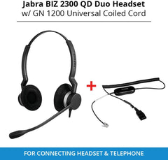 Jabra Biz 2300 QD Duo Headset with GN 1200 Universal Coiled 
