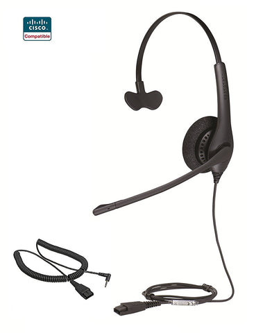 Cisco Certified Jabra Biz 1500 Monaural QD Headset w/2.5MM Cord for SPA models - Headset World USA - Your Headset Solutions