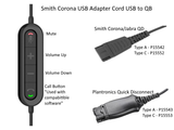 Plantronics QD 21M USB-A Cord with controls - HW15553 - FINAL SALE