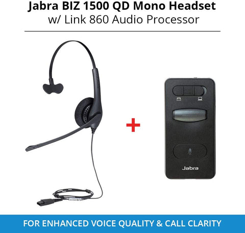 Jabra Biz 1500 QD Mono Headset with Link 860-09 Audio Processor